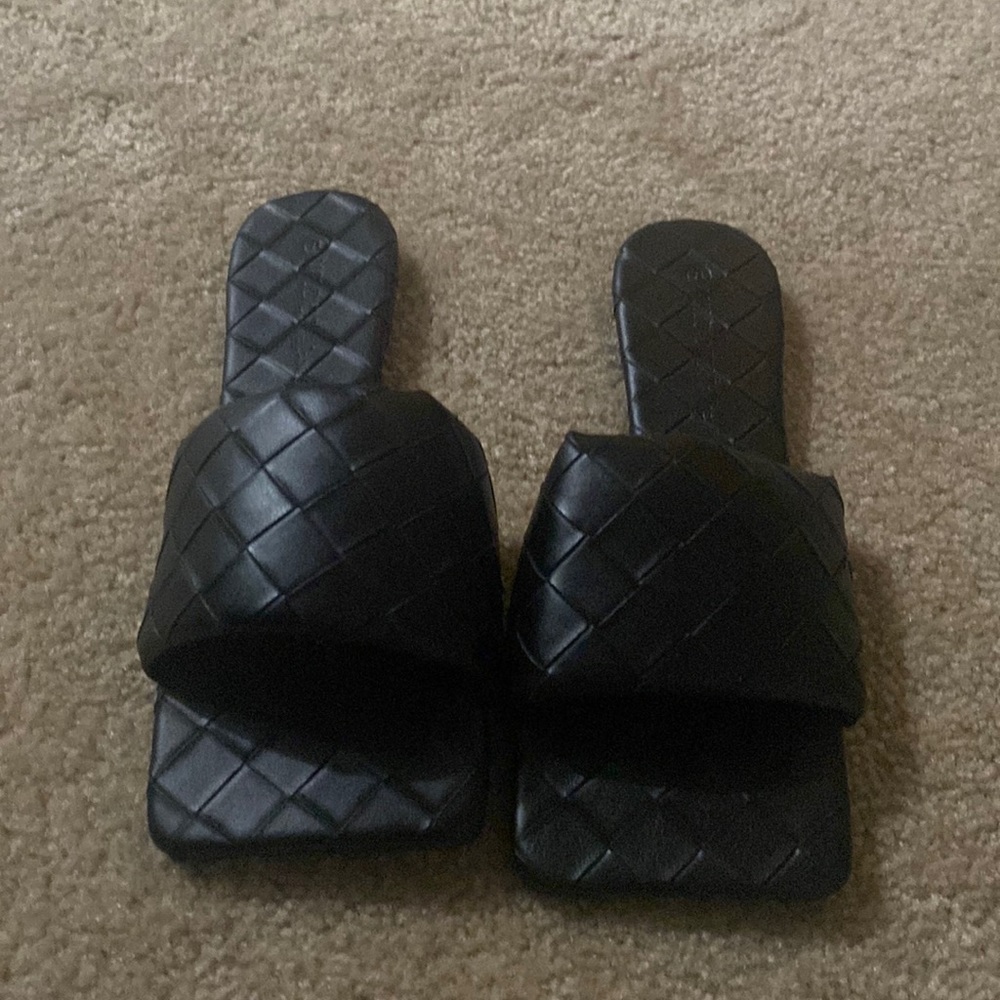 New Black Slide Sandals
